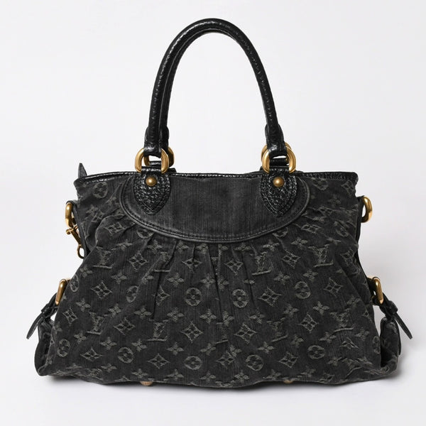 LOUIS VUITTON ルイヴィトン ネオカヴィ MM ハンドバッグ M95351 モノグラム デニム ブラック 2WAY ゴールド金具 美品 中古 4a002877