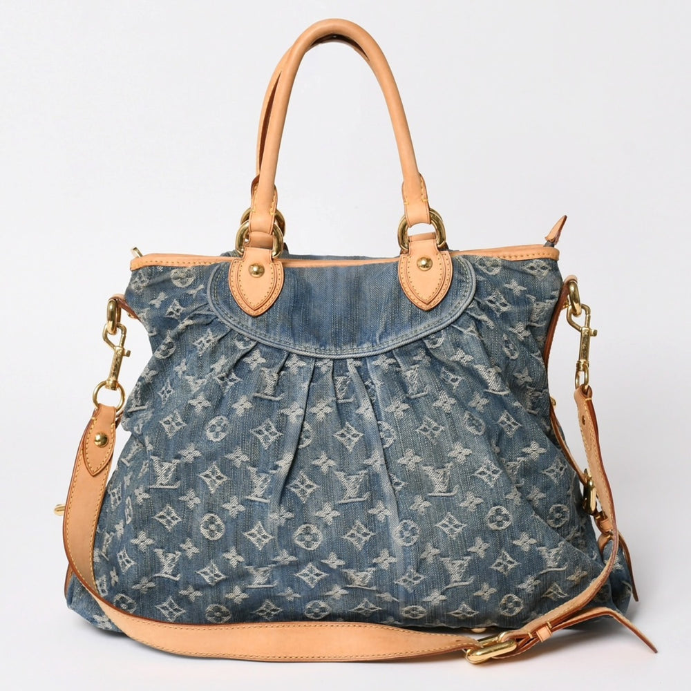 極美品 LOUIS VUITTON ルイヴィトン ハンドバッグ ネオカヴィGM M95350 モノグラムデニム ゴールド金具 中古 4a003035