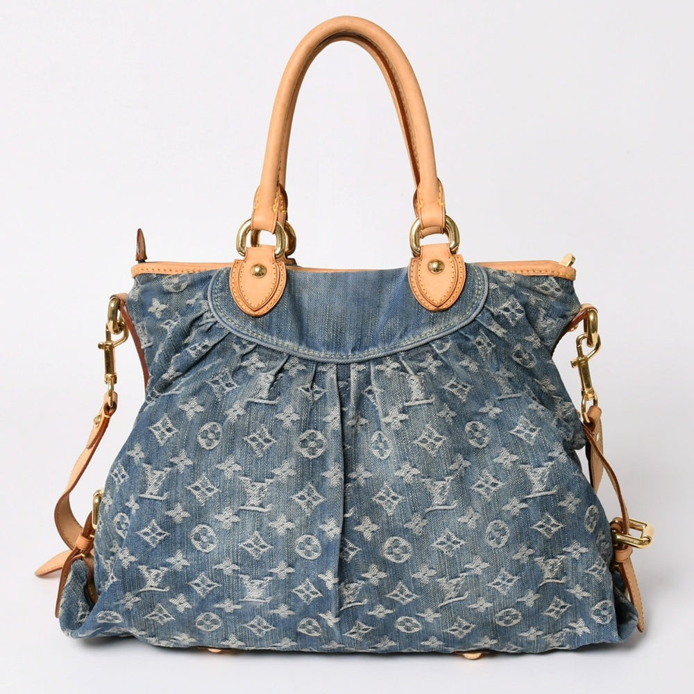 極美品 LOUIS VUITTON ルイヴィトン ハンドバッグ ネオカヴィGM M95350 モノグラムデニム ゴールド金具 中古 4a003035