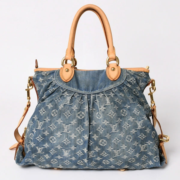 極美品 LOUIS VUITTON ルイヴィトン ハンドバッグ ネオカヴィGM M95350 モノグラムデニム ゴールド金具 中古 4a003035