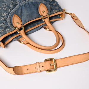 極美品 LOUIS VUITTON ルイヴィトン ハンドバッグ ネオカヴィGM M95350 モノグラムデニム ゴールド金具 中古 4a003035