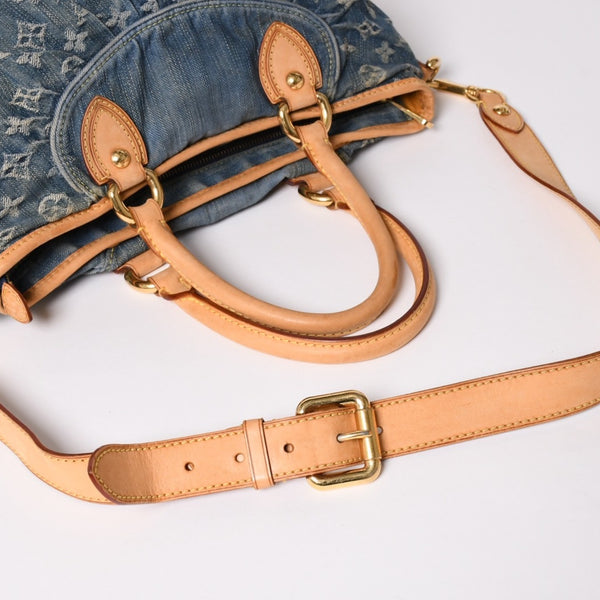 極美品 LOUIS VUITTON ルイヴィトン ハンドバッグ ネオカヴィGM M95350 モノグラムデニム ゴールド金具 中古 4a003035