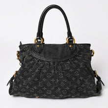 画像をギャラリービューアに読み込む, LOUIS VUITTON ルイヴィトン ネオカヴィ MM ハンドバッグ M95351 モノグラム デニム ブラック 2WAY ゴールド金具 美品 中古 4a002877