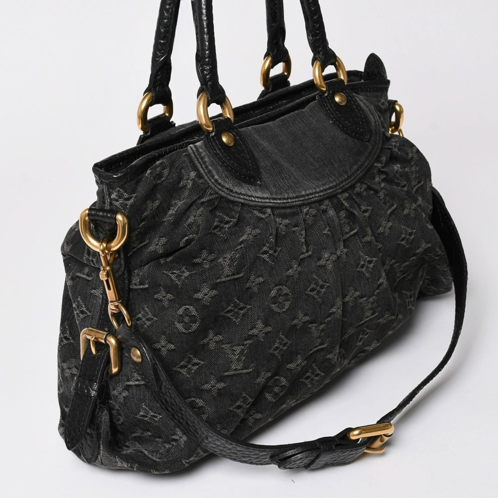 LOUIS VUITTON ルイヴィトン ネオカヴィ MM ハンドバッグ M95351 モノグラム デニム ブラック 2WAY ゴールド金具 美品 中古 4a002877