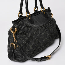画像をギャラリービューアに読み込む, LOUIS VUITTON ルイヴィトン ネオカヴィ MM ハンドバッグ M95351 モノグラム デニム ブラック 2WAY ゴールド金具 美品 中古 4a002877