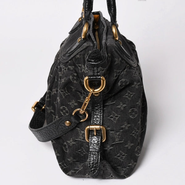 LOUIS VUITTON ルイヴィトン ネオカヴィ MM ハンドバッグ M95351 モノグラム デニム ブラック 2WAY ゴールド金具 美品 中古 4a002877