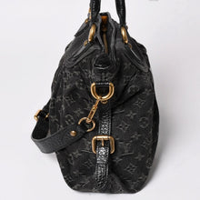 画像をギャラリービューアに読み込む, LOUIS VUITTON ルイヴィトン ネオカヴィ MM ハンドバッグ M95351 モノグラム デニム ブラック 2WAY ゴールド金具 美品 中古 4a002877