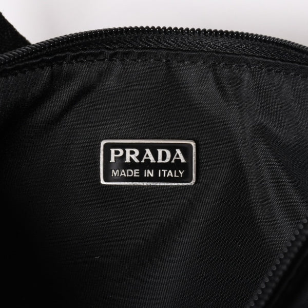 PRADA プラダ ナイロン アクセサリーポーチ ミニバッグ Re-Nylon トライアングルロゴ ブラック シルバー金具 美品 中古 4a003020