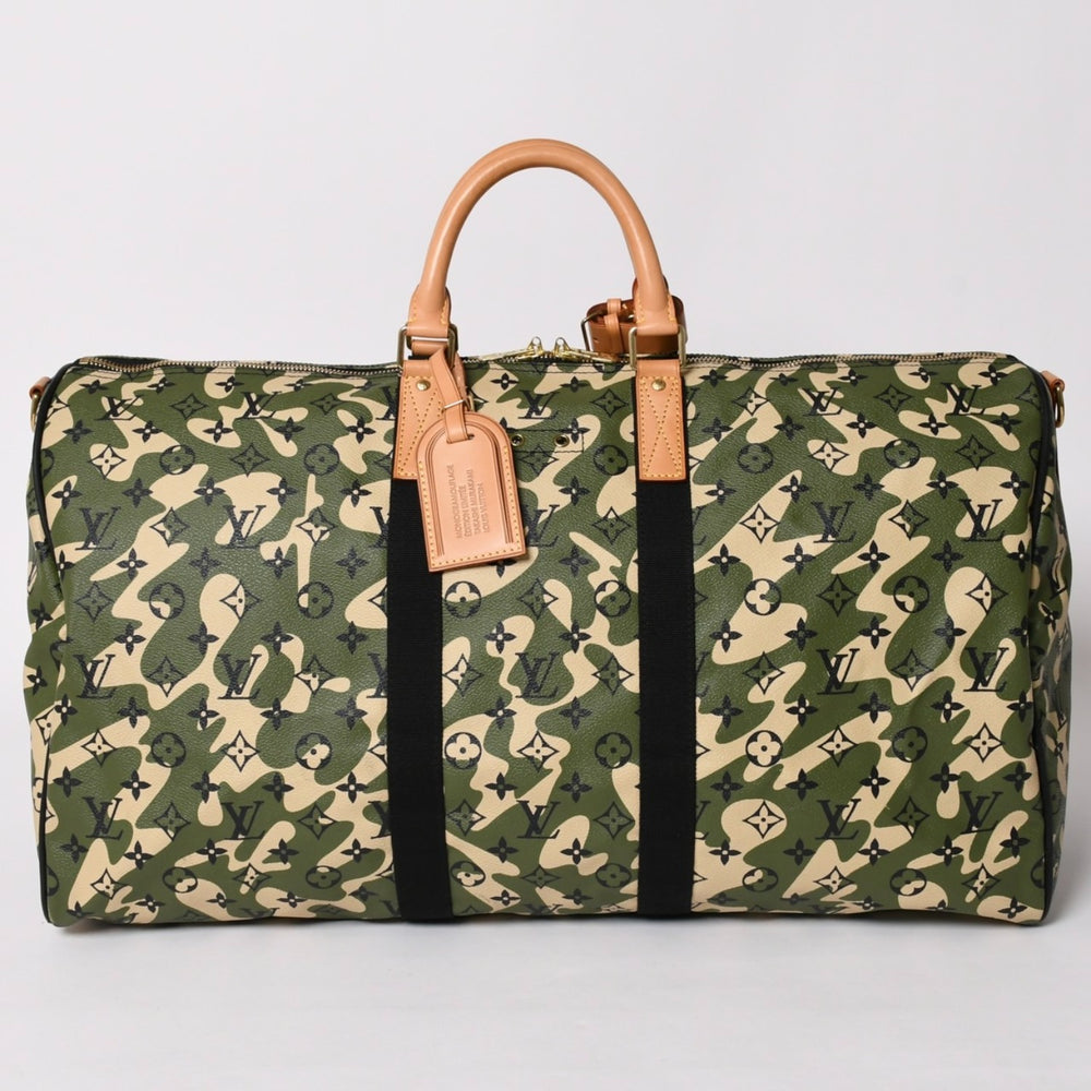極美品 LOUIS VUITTON ルイヴィトン ×村上隆 キーポルバンドリエール55 モノグラムモフラージュ M95774 ゴールド金具 中古 4a002879