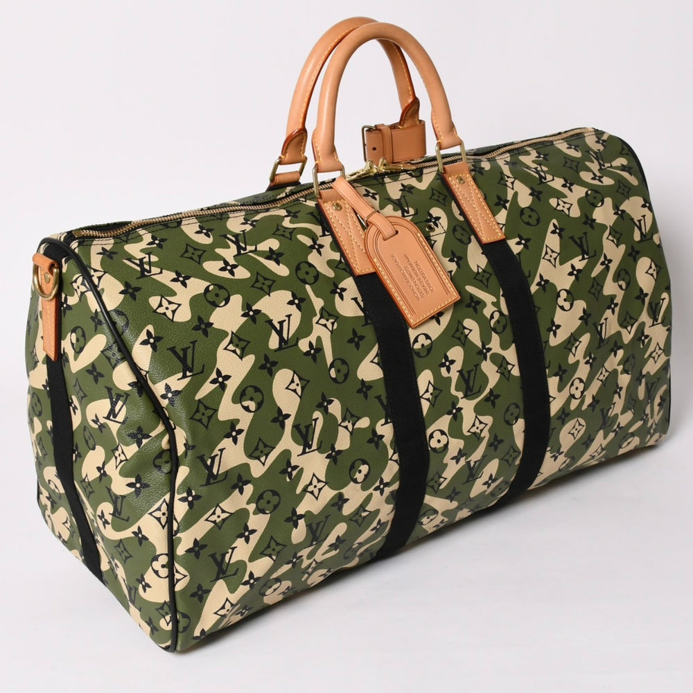 極美品 LOUIS VUITTON ルイヴィトン ×村上隆 キーポルバンドリエール55 モノグラムモフラージュ M95774 ゴールド金具 中古 4a002879