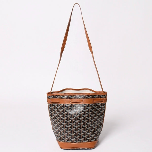 New and unused GOYARD Petitfro bucket bag brown shoulder bag coated canvas calfskin used 4a002823