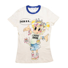 Load image into Gallery viewer, 極美品 Christian Dior クリスチャンディオール ヴィンテージ リンガーTシャツ ガリアーノ期 Tシャツ ホワイト ブルー 平成レトロデザイン 5E16155204 中古 4a002896