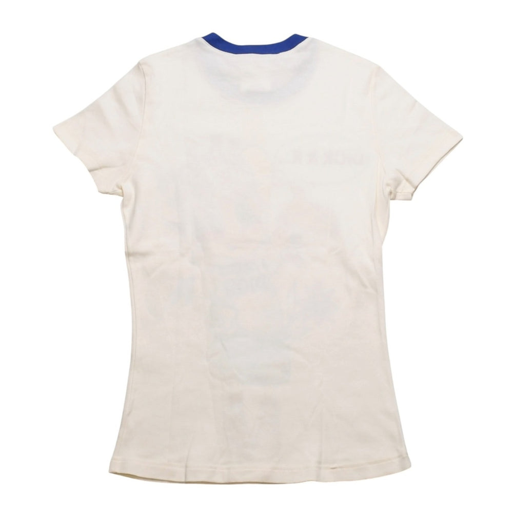 極美品 Christian Dior クリスチャンディオール ヴィンテージ リンガーTシャツ ガリアーノ期 Tシャツ ホワイト ブルー 平成レトロデザイン 5E16155204 中古 4a002896