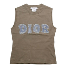 画像をギャラリービューアに読み込む, Christian Dior クリスチャンディオール タンクトップ 3P16155302 サイズ38 デニムロゴ サンドカーキ ガリアーノ期 美品 中古 4a002893