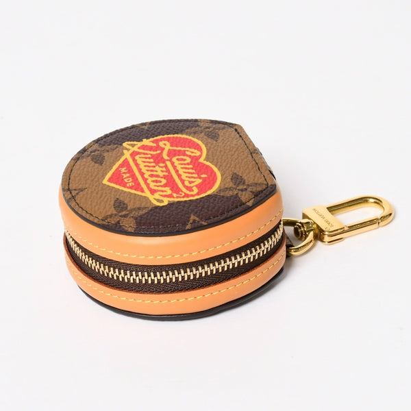 極美品 LOUIS VUITTON ルイヴィトン × NIGO ニゴー エテュイ イヤホン ポーチ GI0716 モノグラムストライプ ブラウン 中古 4a002754
