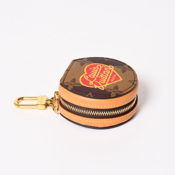 極美品 LOUIS VUITTON ルイヴィトン × NIGO ニゴー エテュイ イヤホン ポーチ GI0716 モノグラムストライプ ブラウン 中古 4a002754