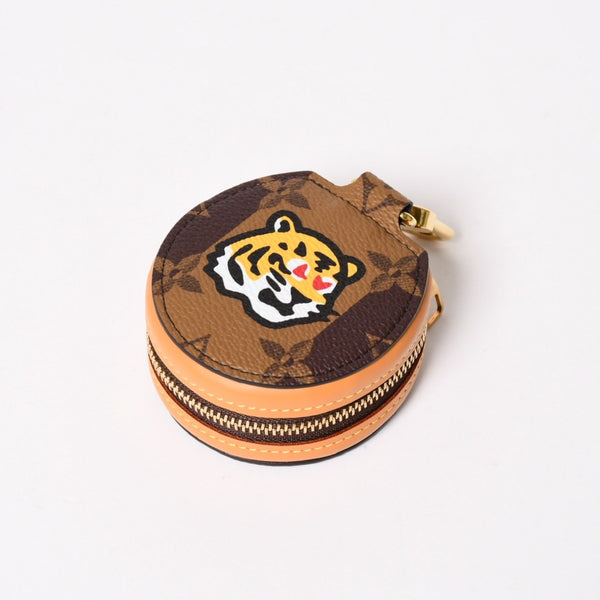 極美品 LOUIS VUITTON ルイヴィトン × NIGO ニゴー エテュイ イヤホン ポーチ GI0716 モノグラムストライプ ブラウン 中古 4a002754