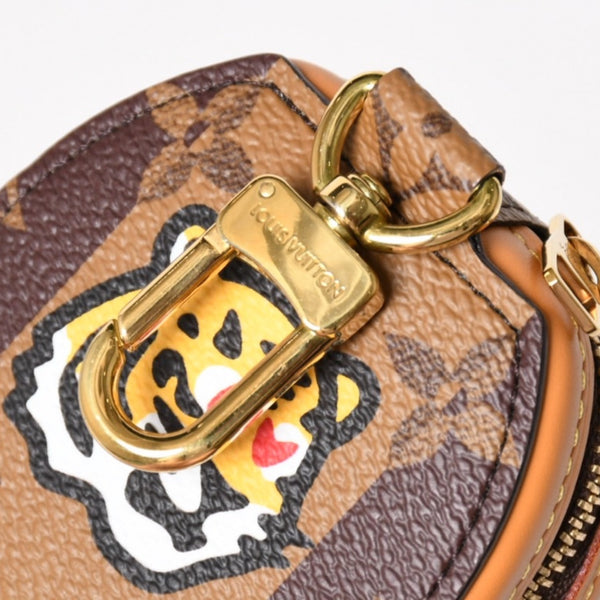 極美品 LOUIS VUITTON ルイヴィトン × NIGO ニゴー エテュイ イヤホン ポーチ GI0716 モノグラムストライプ ブラウン 中古 4a002754