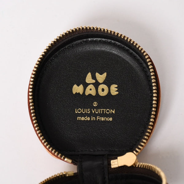 極美品 LOUIS VUITTON ルイヴィトン × NIGO ニゴー エテュイ イヤホン ポーチ GI0716 モノグラムストライプ ブラウン 中古 4a002754