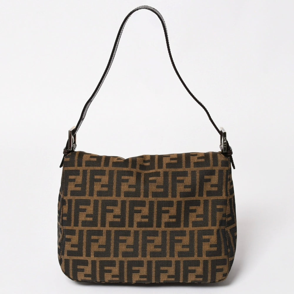 極美品 FENDI フェンディ マンマバケット ワンショルダーバッグ 2228 26425 ブラウン ズッカ柄 シルバー金具 中古 4a003218