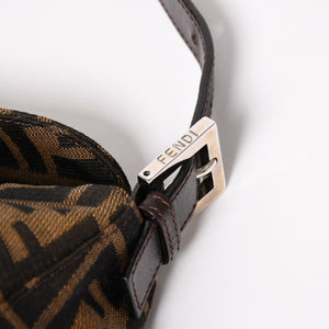 Very Good Condition FENDI Mamma Bucket One Shoulder Bag 2228 26425 Brown Zucca Pattern Silver Hardware Used 4a003218