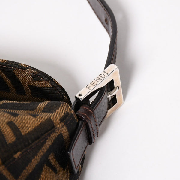 Very Good Condition FENDI Mamma Bucket One Shoulder Bag 2228 26425 Brown Zucca Pattern Silver Hardware Used 4a003218