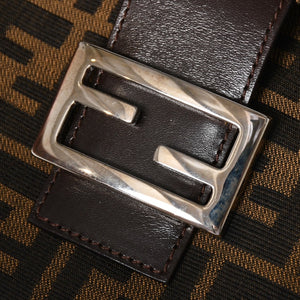 Very Good Condition FENDI Mamma Bucket One Shoulder Bag 2228 26425 Brown Zucca Pattern Silver Hardware Used 4a003218