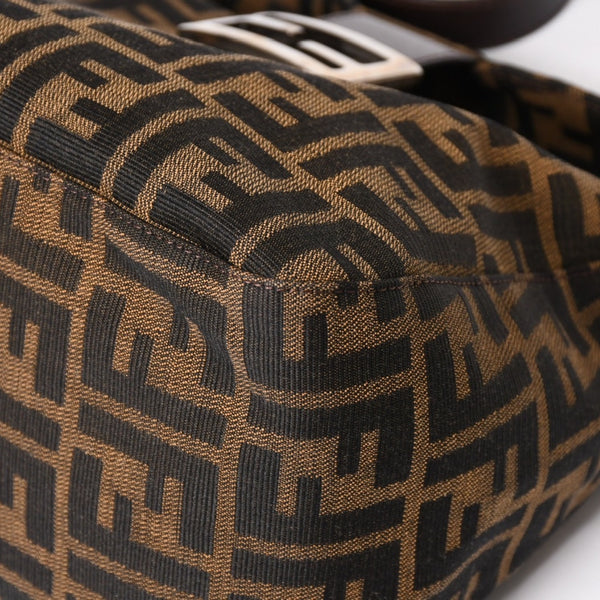 Very Good Condition FENDI Mamma Bucket One Shoulder Bag 2228 26425 Brown Zucca Pattern Silver Hardware Used 4a003218