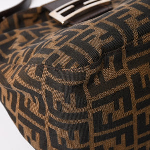 Very Good Condition FENDI Mamma Bucket One Shoulder Bag 2228 26425 Brown Zucca Pattern Silver Hardware Used 4a003218