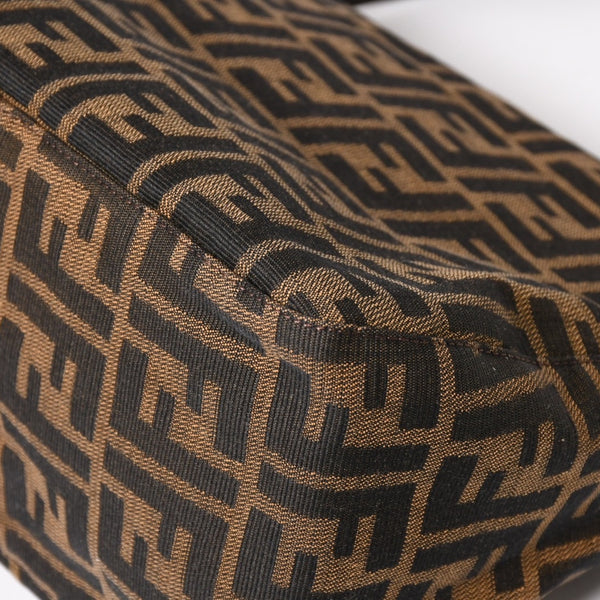 Very Good Condition FENDI Mamma Bucket One Shoulder Bag 2228 26425 Brown Zucca Pattern Silver Hardware Used 4a003218