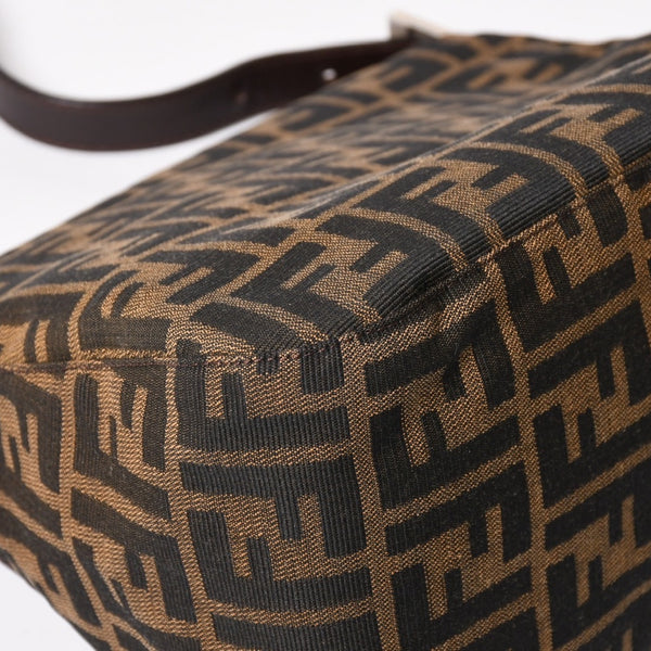 Very Good Condition FENDI Mamma Bucket One Shoulder Bag 2228 26425 Brown Zucca Pattern Silver Hardware Used 4a003218