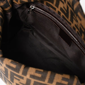 Very Good Condition FENDI Mamma Bucket One Shoulder Bag 2228 26425 Brown Zucca Pattern Silver Hardware Used 4a003218
