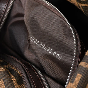Very Good Condition FENDI Mamma Bucket One Shoulder Bag 2228 26425 Brown Zucca Pattern Silver Hardware Used 4a003218
