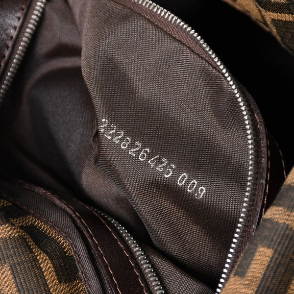 Very Good Condition FENDI Mamma Bucket One Shoulder Bag 2228 26425 Brown Zucca Pattern Silver Hardware Used 4a003218