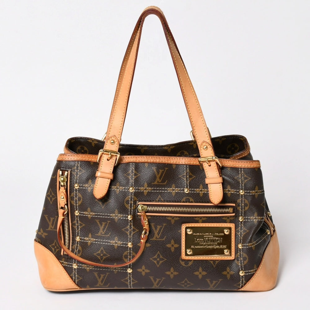 LOUIS VUITTON Rivet Handbag M40140 Monogram PVC Leather Brown Gold Hardware Used Good Condition Used 4a002907