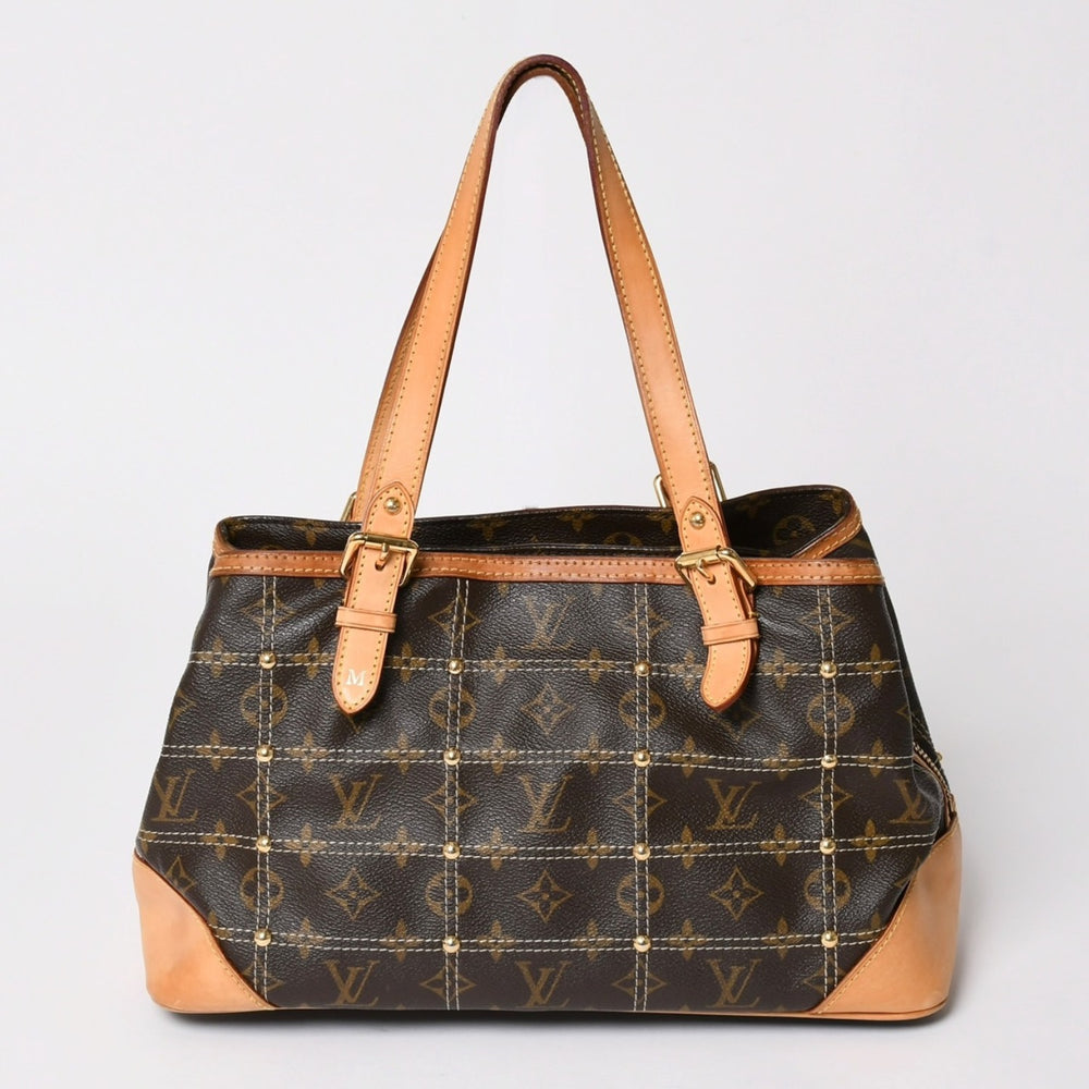 LOUIS VUITTON Rivet Handbag M40140 Monogram PVC Leather Brown Gold Hardware Used Good Condition Used 4a002907