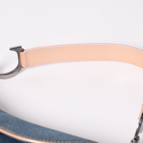 極美品 CHRISTIAN DIOR クリスチャンディオール サドルバッグ ワンショルダーバッグ ガリアーノ期 デニム ピンク 中古 4a003084