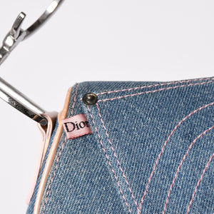極美品 CHRISTIAN DIOR クリスチャンディオール サドルバッグ ワンショルダーバッグ ガリアーノ期 デニム ピンク 中古 4a003084