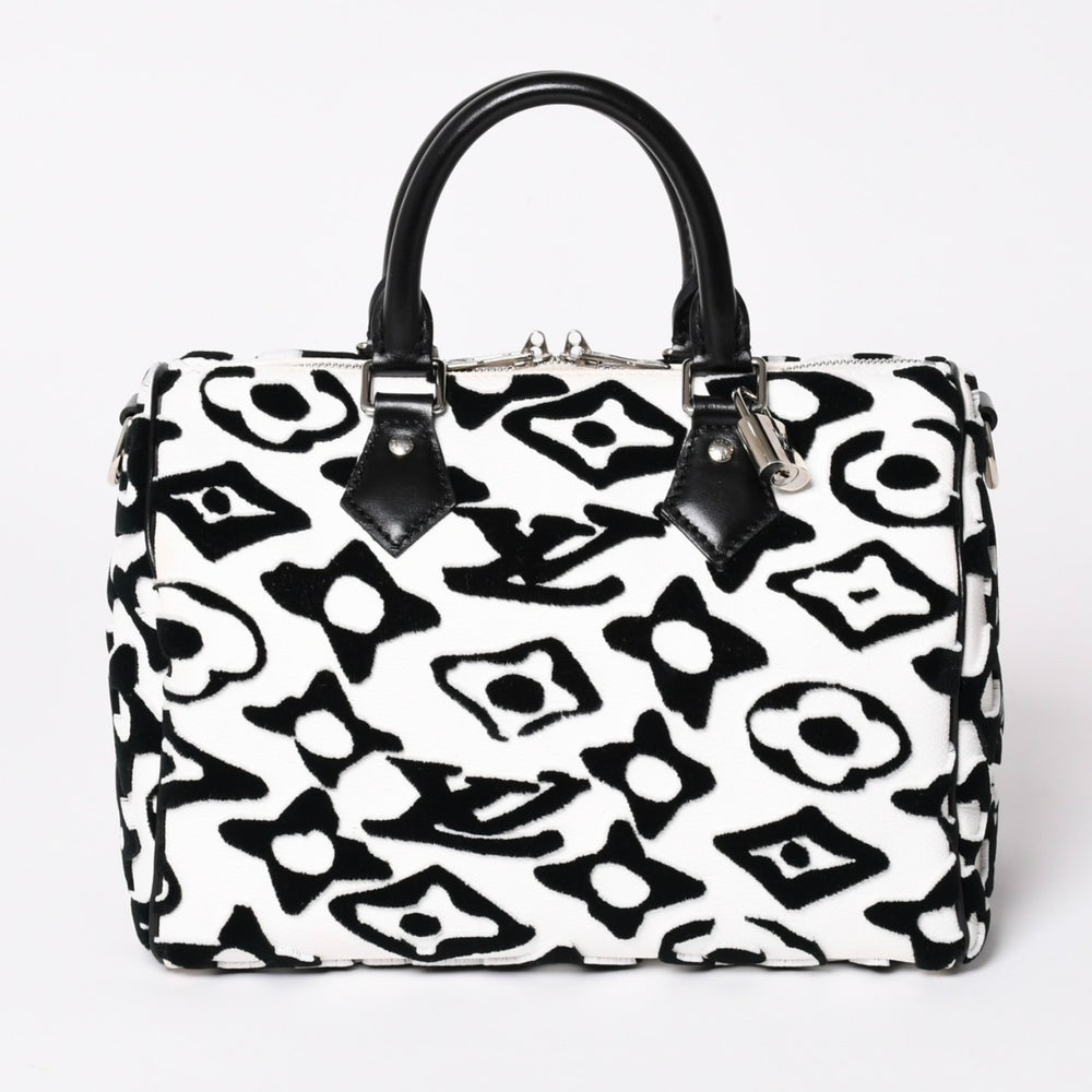 極美品 LOUIS VUITTON ルイヴィトン スピーディー バンドリエール25 M45563 タフテッドモノグラム ブラック ホワイト シルバー金具 中古 4a003109 6