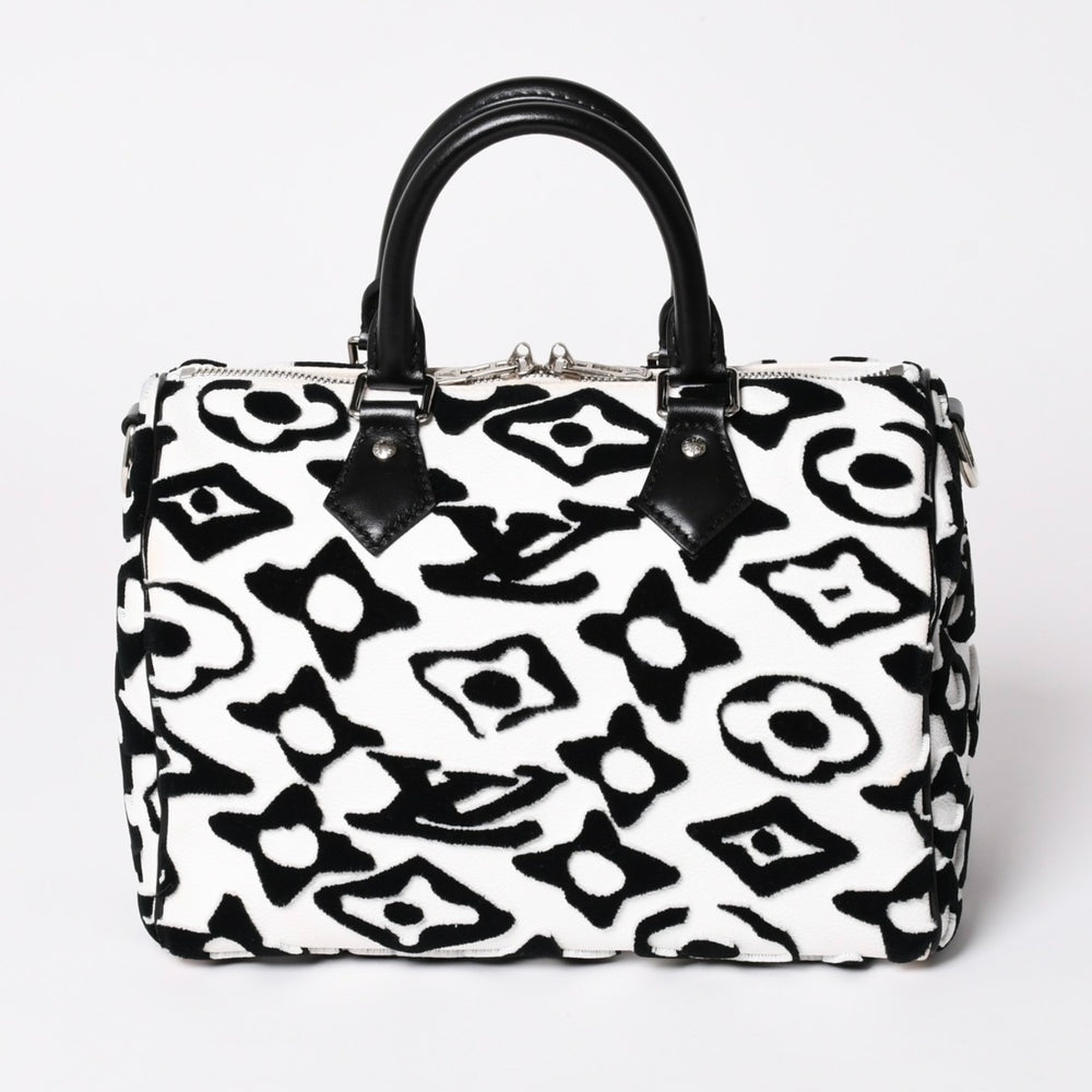 極美品 LOUIS VUITTON ルイヴィトン スピーディー バンドリエール25 M45563 タフテッドモノグラム ブラック ホワイト シルバー金具 中古 4a003109 6