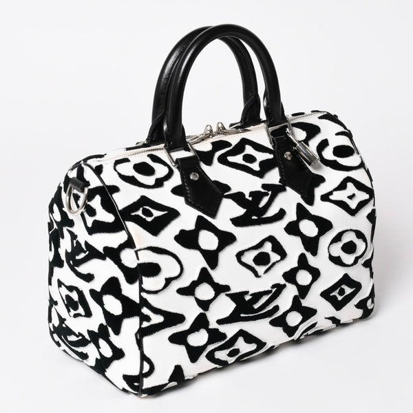 極美品 LOUIS VUITTON ルイヴィトン スピーディー バンドリエール25 M45563 タフテッドモノグラム ブラック ホワイト シルバー金具 中古 4a003109 6