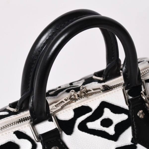 極美品 LOUIS VUITTON ルイヴィトン スピーディー バンドリエール25 M45563 タフテッドモノグラム ブラック ホワイト シルバー金具 中古 4a003109 6