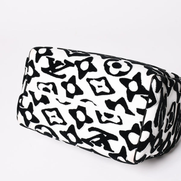極美品 LOUIS VUITTON ルイヴィトン スピーディー バンドリエール25 M45563 タフテッドモノグラム ブラック ホワイト シルバー金具 中古 4a003109 6