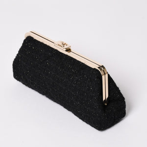 新品未使用 CHANEL シャネル クラッチバック ポーチ 30番台 ココマーク ツイード がま口 ブラック ゴールド ゴールド金具 中古 4a002761