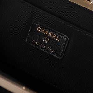 新品未使用 CHANEL シャネル クラッチバック ポーチ 30番台 ココマーク ツイード がま口 ブラック ゴールド ゴールド金具 中古 4a002761
