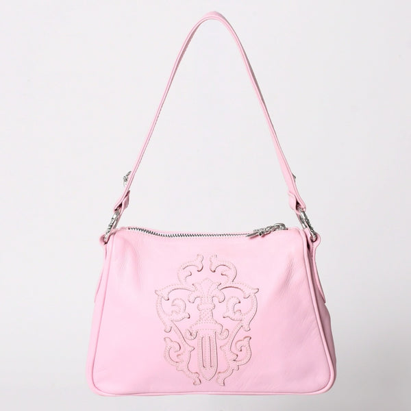 新品同様 CHROME HEARTS クロムハーツ ヴァインダガー チキンナゲット スモール ハンドバッグ レザー SV925 ピンク 中古 4a003118