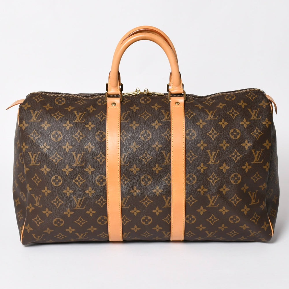 LOUIS VUITTON Monogram Keepall 45 Boston Bag M41428 PVC Tanned Leather Brown Gold Hardware Good Condition Used 4a002922