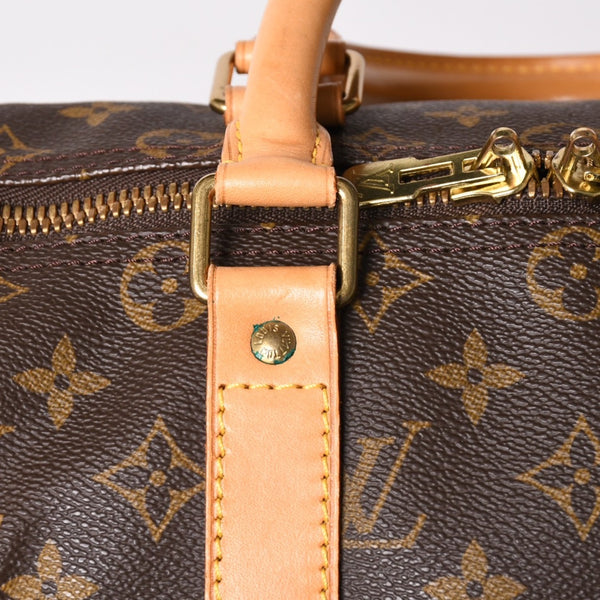 LOUIS VUITTON ルイヴィトン モノグラム キーポル45 ボストンバッグ M41428 PVC ヌメ革 ブラウン ゴールド金具 美品 中古 4a002922