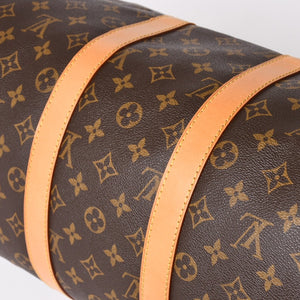 LOUIS VUITTON ルイヴィトン モノグラム キーポル45 ボストンバッグ M41428 PVC ヌメ革 ブラウン ゴールド金具 美品 中古 4a002922