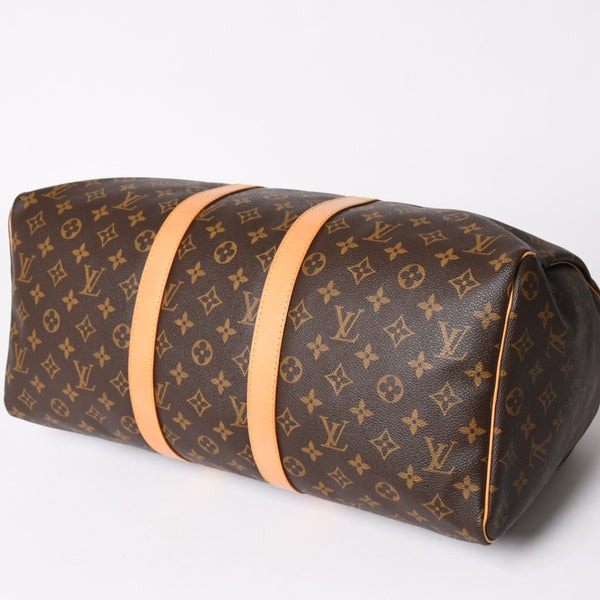 LOUIS VUITTON ルイヴィトン モノグラム キーポル45 ボストンバッグ M41428 PVC ヌメ革 ブラウン ゴールド金具 美品 中古 4a002922